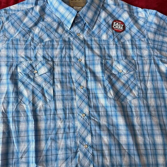 Wrangler Blue Plaid Casual Button Down Shirt - Picture 3 of 6